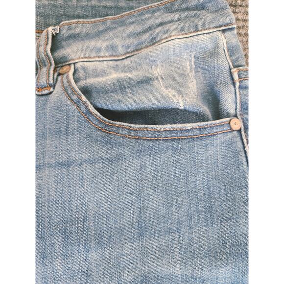 Kancan Womens XL Jeans Blue Denim Medium Wash Fringe Hem Stretch Button Fly - Picture 6 of 13